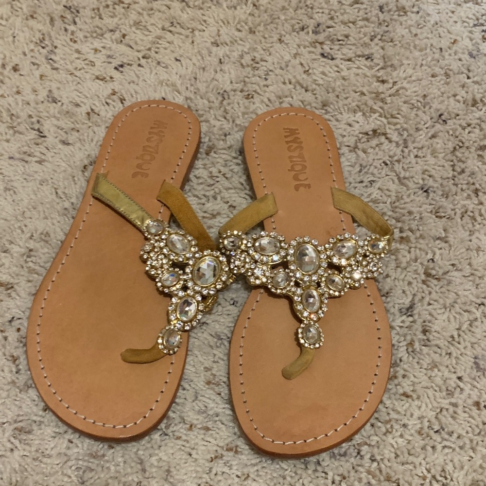 Mystique Boutique Gold Crystal Women's Sandals